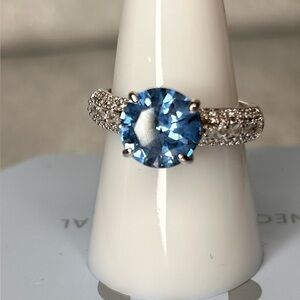 Bomb Party Blue Spinel CZ on Rhodium Plating Size 8 NWOT